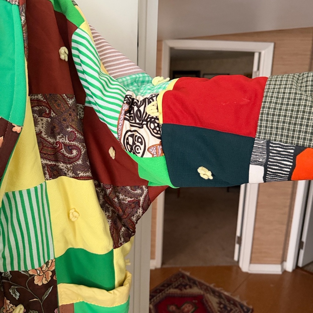 Colorful Patchwork quilted blanket jacket - image 5